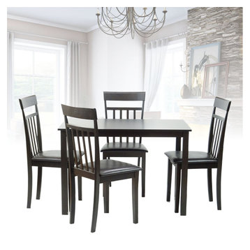 Aerys Luna 5 Piece Dining Table Set 1 Table and 4 Chairs Dining Kitchen Furniture Dining Table Set for 4 Espresso Home Kitchen Dinette Set for 4 Modern Dining Table Set