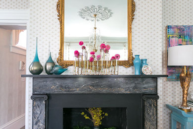 Ornate family room photo in Charleston