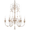 LNC French Country 6-Light Distressed Gray and Antique Gold Candle Chandelier