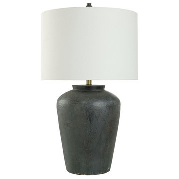 Arlo Cotta Rustic Cement Table Lamp Distressed Black Finish White