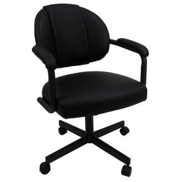 M-70 Caster Swivel Tilt Kitchen Chair with Wheels, Black Vinyl - Black