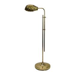 Vintage Adjustable Brass Clamshell Floor Lamp - SOLD - Floor Lamps