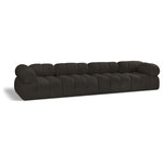 Meridian Furniture - Ames Boucle Fabric Modular Sofa, Brown, 4-Piece: 2 Armless Chair, 2 Corner Chair - Introduce a touch of modern sophistication to your living area with the exquisite Ames Boucle Fabric Sofa. With plush brown boucle fabric and unique design, it will elevate the visual appeal of your living space. This elegant and captivating sofa can be mixed and matched with other pieces from the collection to create an endless array of stunning looks. So, get ready to transform your living area into an inviting and stylish haven with the Ames Boucle Fabric Sofa.