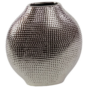Urban Trends Ceramic Bellied Vase With Silver Finish