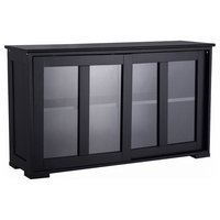 Cabinet, MDF and Tempered Glass, Sliding Door Window and 2 Shelves