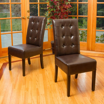 Contemporary Dining Space Featuring Leather Dining Chairs