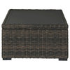 Benzara BM213312 Wicker Woven Aluminum Frame Cocktail Table, Brown and Black