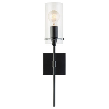 Effimero 1-Light Wall Vanity Corridor Sconce With Frosted, Black