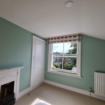 Turquoise Guest bedroom transformation in Balham SW17