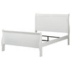 Benzara BM220336 Wooden Full Panel Design Sleigh Headboard & Footboard Bed,White