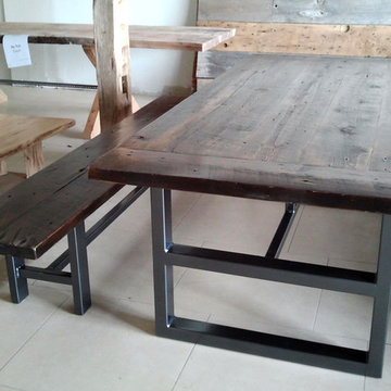 Reclaimed Dining Table with Matching Bench