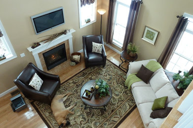 Cottage living room photo in Manchester