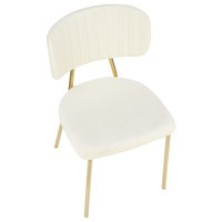 Bouton Contemporary/Glam Chair in Gold Metal and Cream Velvet, Set of 2