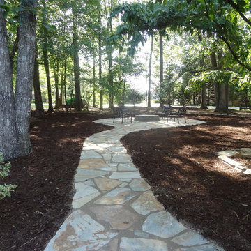 Outdoor stone fire pit before adding plants