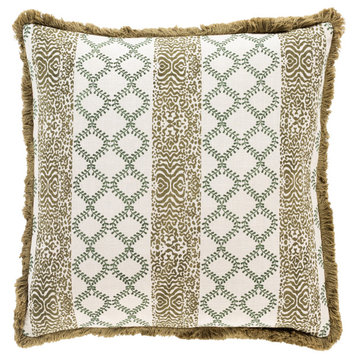 Tanzania TZN-001 Pillow Cover, Olive, 18"x18", Pillow Cover Only
