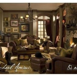 AICO Furniture - Tuscano 3 Piece Living Room Set with Leather & Fabric - 349-26S - Fabric