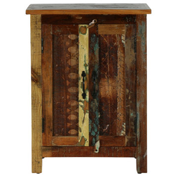 Kinner Boho Handcrafted 2 Door Wood Sideboard, Natural and Multi-Colored