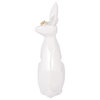 Ceramic 11"H Sideview Bunny With Glasses, White/Gold