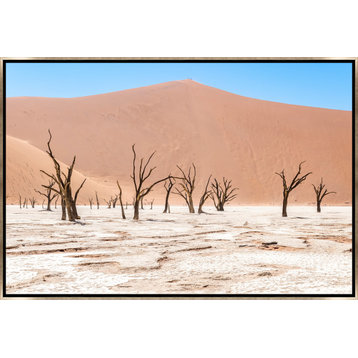 54x36 Namibian Skeleton Trees IX, Framed Artwork, Silver
