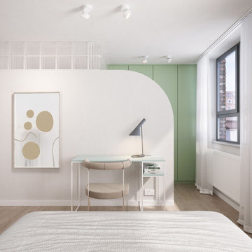 Soft Curves & Glass Blocks in an Etherial Bedroom