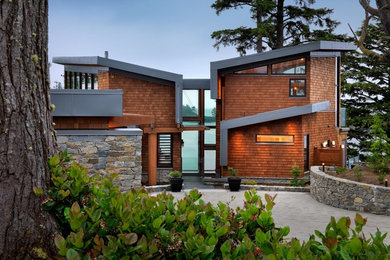 Huge minimalist entryway photo in Vancouver