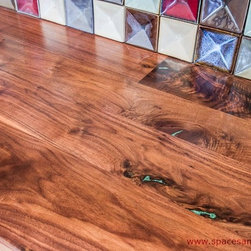 DeVos Woodworking Rustic Walnut Countertop with Turquoise Inlay - Kitchen Countertops