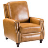 Comfy Cigar Genuine Leather Recliner With Nailhead Trim, Camel