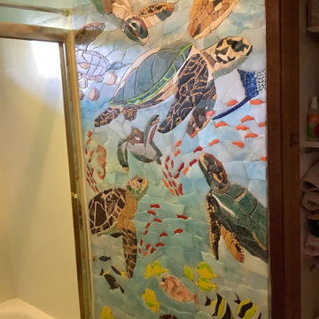 Sea Turtles and Fish Petal Mosaic Stone Art