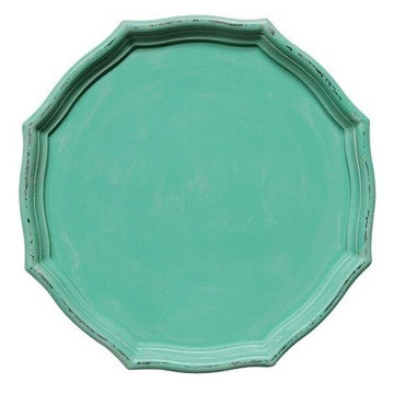 Decorative Octagon Wood Tray - Aqua