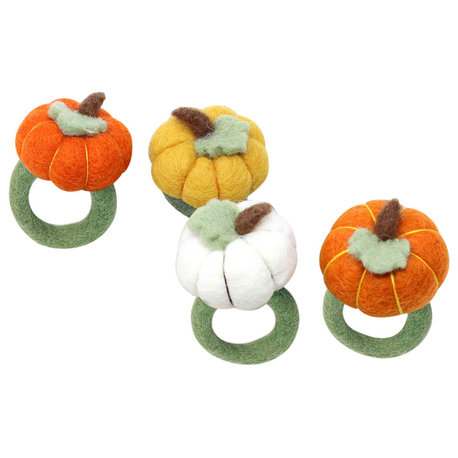 Felt Pumpkin Napkin Rings, Set of 4