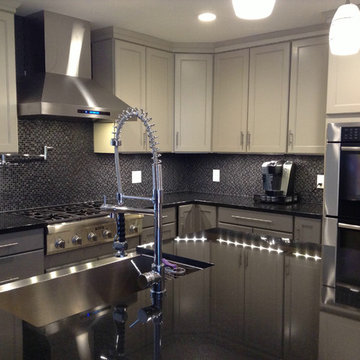 Painted kitchen cabinets with Extra large Island