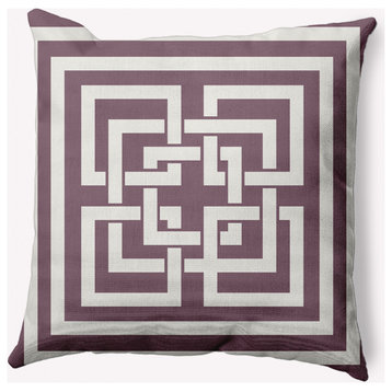 26x26" Greek New Key Nautical Decorative Indoor Pillow, Dusty Purple