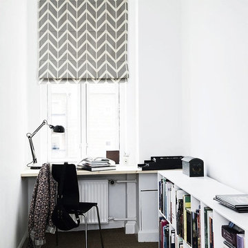 Quick Fix Washable Roman Window Shades Flat Fold , Classic Strip/Grey