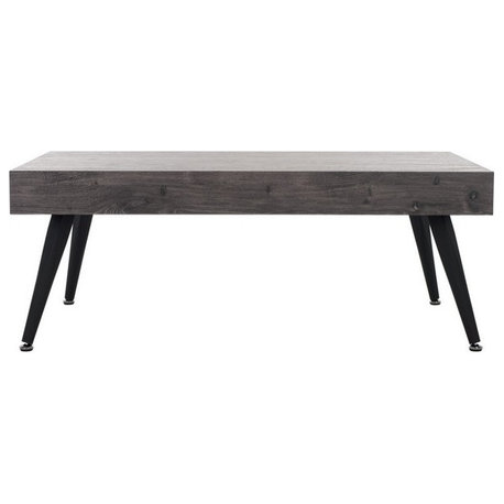 Madadh Rectangular Midcentury Modern Coffee Table Black Oak