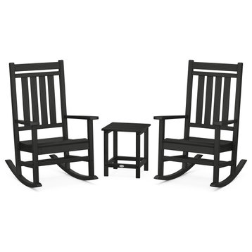 Estate 3-Piece Rocking Chair Set, Long Island 18" Side Table, Black