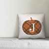 Plaid Pumpkin Monogram J 18x18 Spun Poly Pillow