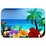 Mary Gifts By The Beach - Tropical Flowers Plush Bath Mat, 20"x15" - Bath mats from my original art and designs. Super soft plush fabric with a non skid backing. Eco friendly water base dyes that will not fade or alter the texture of the fabric. Washable 100 % polyester and mold resistant. Great for the bath room or anywhere in the home. At 1/2 inch thick our mats are softer and more plush than the typical comfort mats.Your toes will love you.