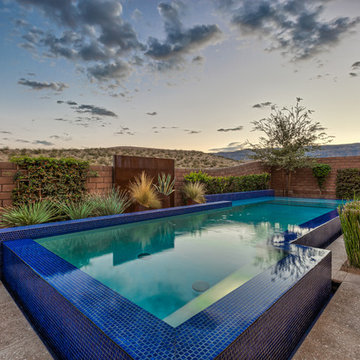 Raised Rim Flow Pool with Custom Fire/Water Feature