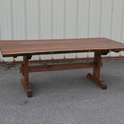 Live Edge Walnut Dining Table with Trestle Base - Dining Tables