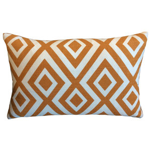 RoomCraft Orange Chevron Throw Pillow Cover Set 16x16 Geometric Shams