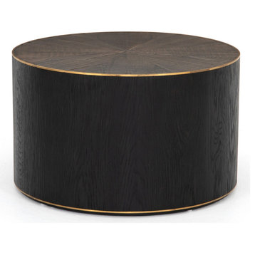 Perry Reclaimed Oak Round Drum Coffee Table 26"