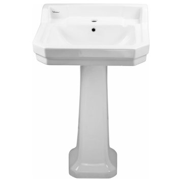 Whitehaus B112M-P China Series 21-1/2" Pedestal Bathroom Sink - White