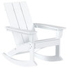 WestinTrends 5PC Outdoor Patio Adirondack Rocking Chairs, Accent Table Set, White