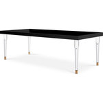 Meridian Furniture - Bethany Dining Table, Black - Serve the whole crowd from atop this Bethany dining table. Modern to the core, this contemporary dining table offers a black acrylic top with clear legs for an artful look that's beautifully impressive. A rim around the table's top adds additional visual interest. An expansive top lets you seat your entire gang with plenty of elbow room. Pair this glossy black table with your favorite chairs to finish the look.