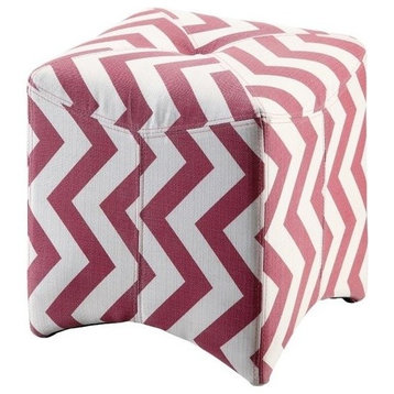Furniture of America Calta Contemporary Fabric Cube Ottoman in Red