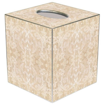 TB1229 - Beige Damask Tissue Box Cover
