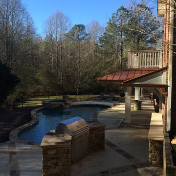 Pool cabana,deck,arbor