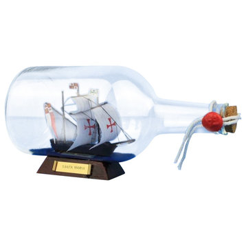 Santa Maria Model Ship in a Glass Bottle, 9"