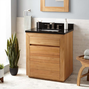 30" Bastian Teak Vanity For Rectangular Undermount Sink - Natural Teak