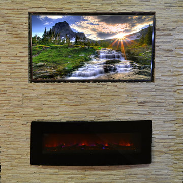 Encase TV with fireplace
